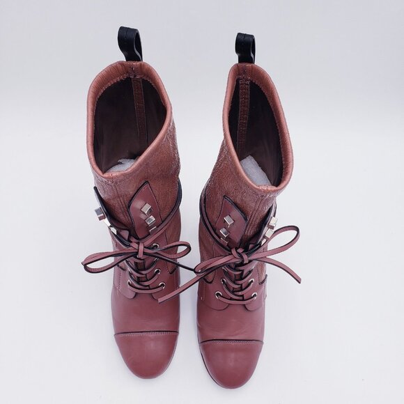 Stuart Weitzman Veruka Leather Lace Up Combat Boots Size 7.5 - Picture 6 of 10